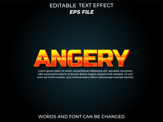 angery text effect, font editable, typography, 3d text. vector template