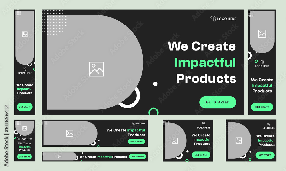 Wall mural set of startup digital agency web banner template design for social media posts, web bundle banner t