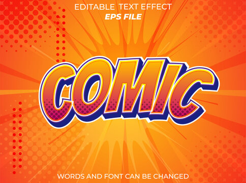 comic text effect, font editable, typography, 3d text. vector template