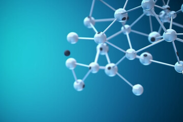 Scientific molecular structures on blue background,