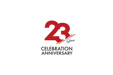 23rd, 23 years, 23 year anniversary with red color isolated on white background, vector design for celebration vector