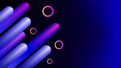 Glowing gradient tube pillars over dark blue gradient night background