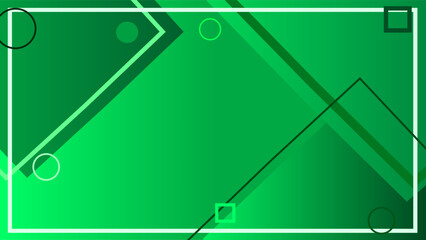 Green gradient geometric rigid outlines frame background.