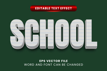 School paper note book pattern 3d editable vector text effect