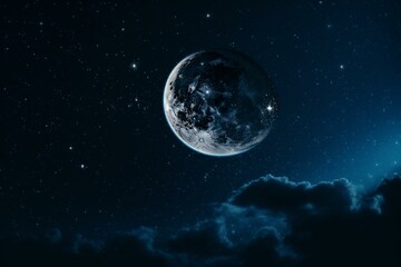 Obraz na płótnie Canvas Night sky with crescent moon and shining stars. Generative AI