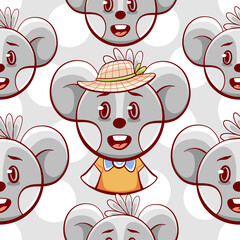 Vector pattern of cute mouse in cartoon style.
