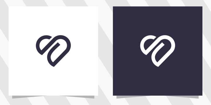 letter s with love or heart logo design