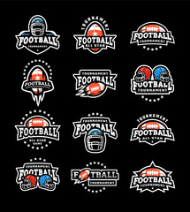 American football game logo set on a dark background. Vector illustration. © makstrv