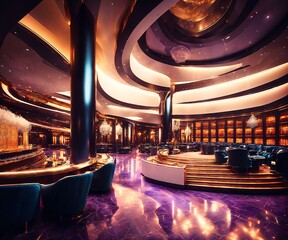 Fototapeta premium interior design of luxury hotel lounge casino hall, generative AI