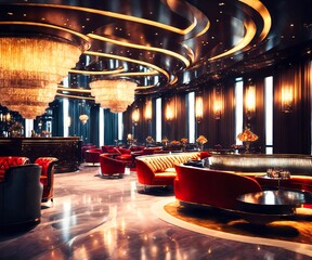 interior design of luxury hotel lounge casino hall, generative AI