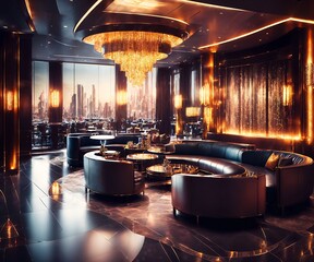 interior design of luxury hotel lounge casino hall, generative AI