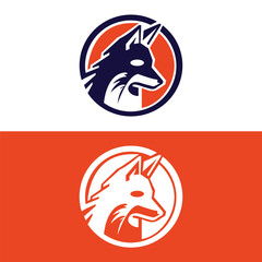 unique fox logo, fox illustration, vector.Logo design of black fox silhouette animal mascot logo template vector illustration