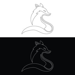unique fox logo, fox illustration, vector.Logo design of black fox silhouette animal mascot logo template vector illustration