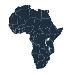 detailed africa map with separated countries