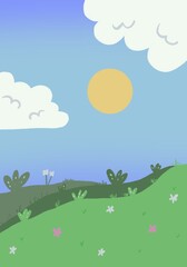 Fototapeta premium forest, trees, sun. Cute spring or summer horizontal nature background.