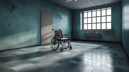 Empty wheelchairs at the hospital - generative ai