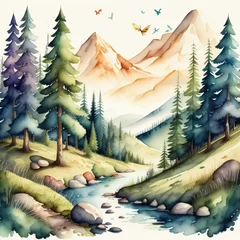 Foto auf Leinwand Watercolor illustration of landscape  © ARTFUN