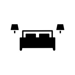 Vector element of King size Bed, Glyph icon.