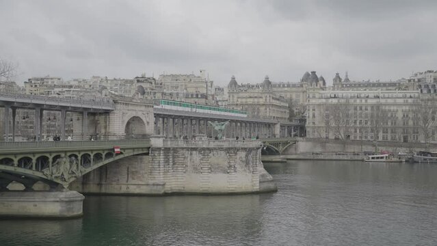 Paris, France - Pont de Bir-Hakeim Bridge of Passy Crosses the Seine River