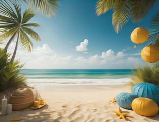 summer decoration season background. banner, copy space. generative ai