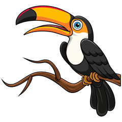 Toucans bird cartoon on tree branch