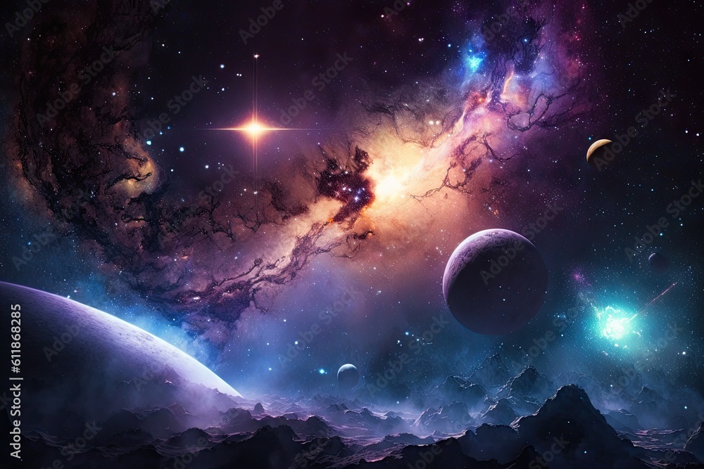 Poster space background deep space full stars shiny beautiful. generative ai aig15.