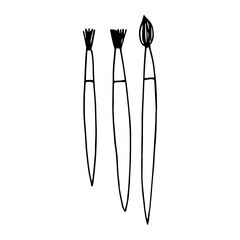 paintbrush set hand drawn in doodle style. icon, sticker.