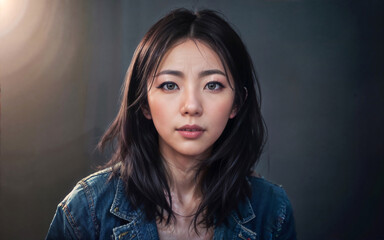 Fototapeta na wymiar beautiful asian middle aged woman at house apartment, generative AI