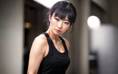 Fototapeta na wymiar beautiful asian woman wearing sport outfit, generative AI