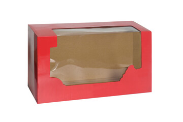 a box of plastic and cardboard toys on a white background
