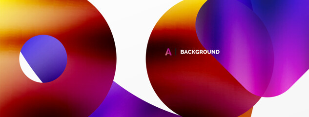 Metallic shiny geometric surfaces, round shapes and circles. Digital web futuristic template for wallpaper, banner, background, card, book Illustration, landing page