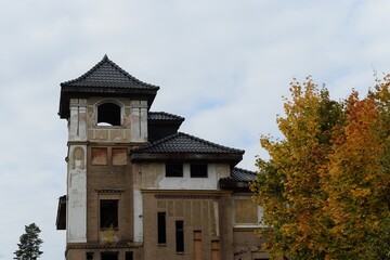 An abandoned apartment building on Chapaev Street, 34  in the historical district of Amalienau in the city of Kaliningrad 