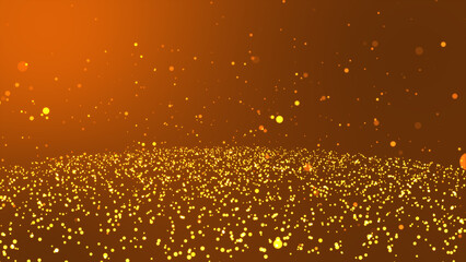Bright particles from random directions with bounce in 3D render. The Bouncing Particles background.