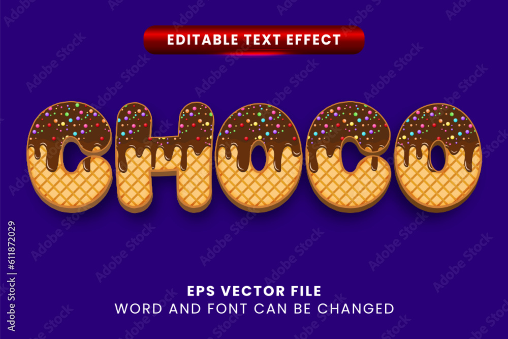 Poster choco waffle textured editable vector text effect