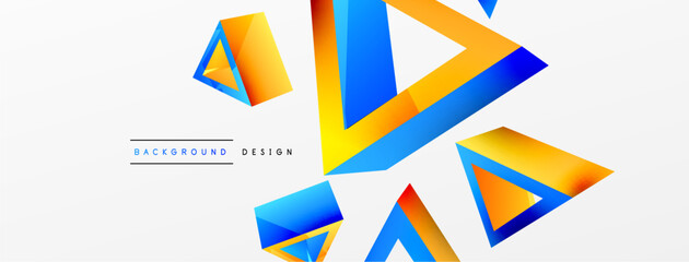 Triangle abstract background. 3d vector basic shape technology or business concept composition. Trendy techno business template for wallpaper, banner, background or landing