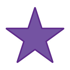 Purple single star vector isolated on white background. Violet star decoration. Purple Christmas star. Customer product rating review flat icon for apps and websites, vector. Star rating.