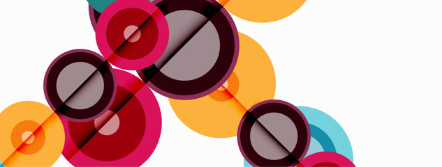 Circles with shadows trendy minimal geometric composition abstract background