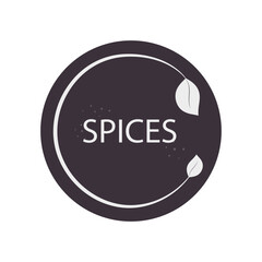Spice organizer sticker. Vector food label for spices. Label for marking. Sticker for spices on a dark background. Vector illustration
