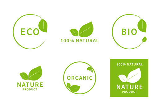Vector collection of labels. ECO, BIO, Organic products. Isolated on white background.