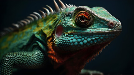 close up of colorful chameleon - obrazy, fototapety, plakaty