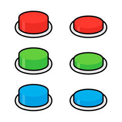 Vector Set of Colorful Push Buttons