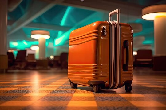 Magical Suitcases on a Moving Path. Journey to Exciting Places. generative ai