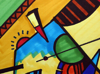 Art Drawing Abstract Copic marker Modern geometric shapes