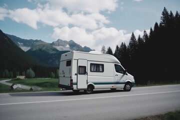 Travelling with Mobile motor home RV campervan, Transportation theme