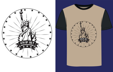 4th of July T-shirt design and U S A