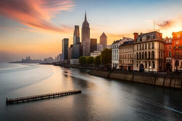 Obraz premium sunset over the city