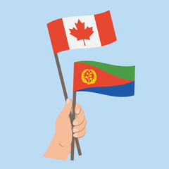 Flags of Canada and Eritrea, Hand Holding flags