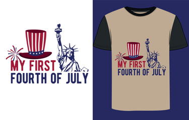 4th of July T-shirt design and U S A