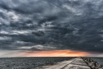 Cloudy and Stormy Sky Above the Baltic Sea in Latvia, close to Liepaja