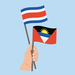 Flags of Costa Rica and Antigua and Barbuda, Hand Holding flags